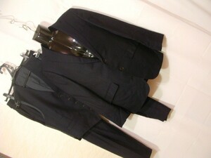ssy4387 INHARE EXHALE ■ スリーピーススーツ ■ 三つ揃い 濃紺 シルク混ウール シングルジャケット ベスト ノータックパンツ 170A W80