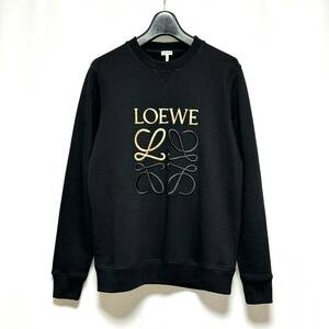 美品 21AW LOEWE ロエベ スリムフィット スウェット アナグラム 刺繍 ロゴ クルーネックトレーナー キャメル ブラック S H526341XA1