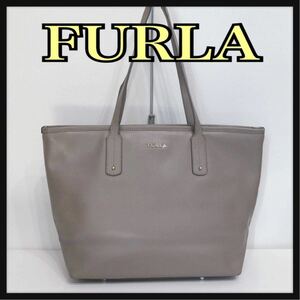 ☆FURLA☆ フルラ トートバッグ レザートートバッグ グレー レザー 本革 シンプル ロゴ レディース 女性 送料無料