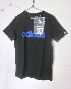 130cm adidas タグ付き 未使用 アディダス 半袖Ｔシャツ 男の子 黒 ブラック ビッグロゴ Climalite 半T 綿 5934