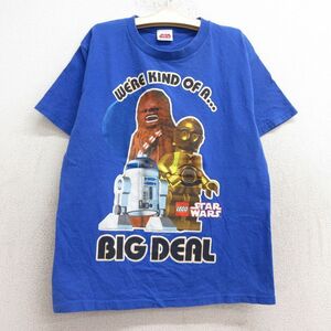 古着 半袖 Tシャツ キッズ ボーイズ 子供服 スターウォーズ STAR WARS レゴ チューバッカ R2D2 クルーネック 青 ブルー 24aug19