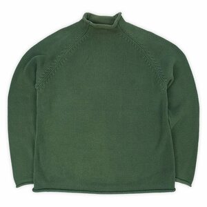 ジェイクルー J.CREW 00s Y2K ロールネック コットンニット セーター 定番 無地 USA ビンテージ 古着 (-3763) グリーン L