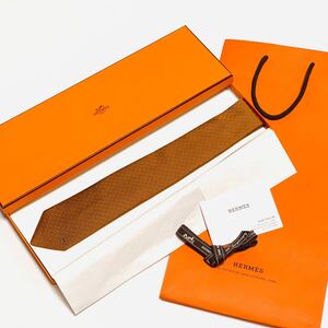 【HERMES】エルメス ネクタイ テール・ドゥ・H 335877T 08 オレンジ 未使用 シルクタイ テールドゥエルメス