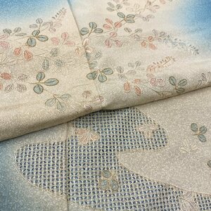 着物月花　総刺繍　蘇州刺繍　仙頭刺繍　ぼかし染　金彩　品のある花　訪問着　正絹　ki1743