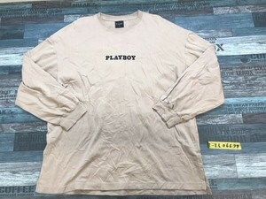 PLAYBOY プレイボーイ × GU ジーユー メンズ 両面プリント ロンT カットソー 大きいサイズ XL 茶色