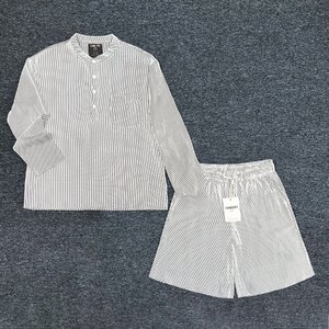 高級EU製＆定価8万◆UABONI*Paris*上下セット*ユアボニ*パリ発◆上品 オシャレ ストライプ トレーナー ショートパンツ セットアップ M