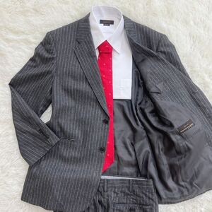 希少XL相当!!!ピエールカルダン　カノニコ【至高の逸品】pierre cardin CANONICO スーツ　セットアップ　ジャケット　ストライプ　グレー