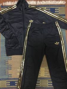 adidas アディダス トラックジャケット セットアップ 黒金 ジャージ トレフォイル M ビンテージ ヴィンテージ vintage