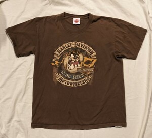 ハーレーダビッドソン ルーニー・トゥーンズ Tシャツ 茶系 Lサイズ Harley-Davidson