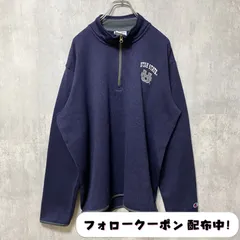 古着 used　Champion　チャンピオン　長袖ハーフジップ刺繍スウェット　トレーナー　ネイビー　カレッジ　大学　ユタ州