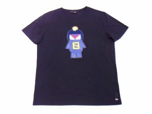 ■希少■極美品■FENDI フェンディ バッグバグズ モンスター バグちゃん コットン Tシャツ 半袖 トップス サイズL 洋服 ブラック系 AL6682