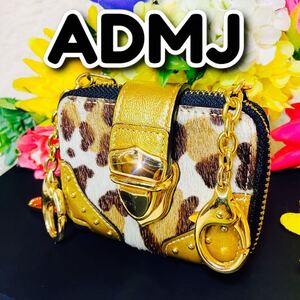 ハラコ●ADMJ●アクセソワ●財布●コインケース●ヒョウ柄●ラウンドファスナー●レオパード●ゴールドチェーン●アクセサリーケース