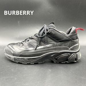 1円 【極上品】 BURBERRY バーバリー 【圧倒的高級感】 アーサー ファブリック メンズ スニーカー シューズ 靴 ロゴ ブラック 26cm相当