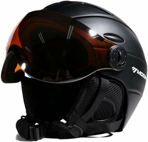 スキー/スノーボードヘルメットオートバイ調節可能な防風ヘッドヘルメットスキー シールド付き UVカット ジェット 軽量5色可選黒