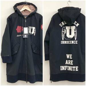 18AW UNDERCOVER サイドジップ ボンディング フーデッド コート ブラック 1サイズ アンダーカバー モッズコート パーカー archive 3120367