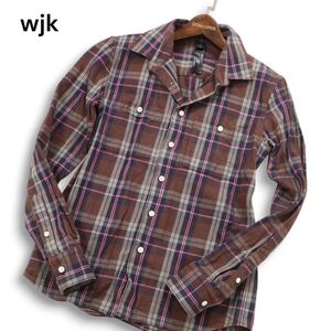 wjk ダブルジェイケイ 4852 ch80s 通年★ 長袖 リンクル チェック シャツ Sz.M メンズ 日本製　I5T00096_1#C