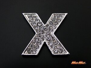 MADMAX クリスタル エンブレム X/アルファベット・数字・記号 オシャレにワンポイント 車 バイク 自転車 【メール便送料170円】