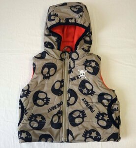 SMILE CHAMP 子供服 フリース生地 ベスト 髑髏柄 90cm ブラウン系 27533BBK 【USED品】10 00102