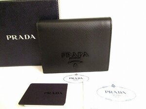 【未使用保管品】 プラダ PRADA サフィアーノ シャイン レザー 2つ折り 財布 コンパクト財布 コンパクトウォレット メンズ レディース