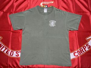 中古美品　made in USA USMC HRST helicopter rope suspension techniques master コットンTシャツ　GILDAN製　Lサイズ OD