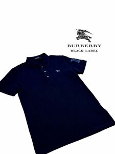 【極上の逸品】新品同様◆BURBERRY BLACK LABEL バーバリーブラックレーベル ◆ポロシャツ 半袖 鹿の子 トップス ロゴ刺繍 サイズ S