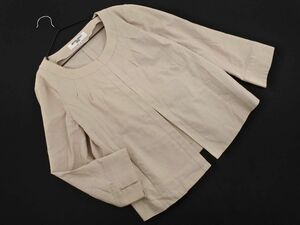 NATURAL BEAUTY BASIC ナチュラルビューティーベーシック ノーカラー ジャケット sizeM/ベージュ ■◇ ☆ eda2 レディース