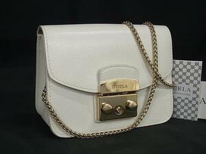 1円 FURLA フルラ メトロポリス レザー チェーン クロスボディ ショルダーバッグ 斜め掛けかばん レディース アイボリー系 FB8908