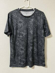 しまむら メンズ 半袖Tシャツ グレー ボタニカル柄 M