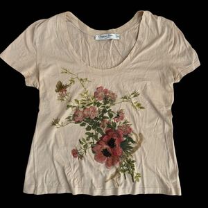 ¥1〜 Christian Dior ディオール 美品 Tシャツ 刺繍 フラワー 立体 コットン マルチカラー レディース トップス made in Italy 