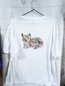 希少★新品★難アリ★米津玄師 ユニクロ 猫 白 UNIQLO ユニクロ コラ限定 半袖Tシャツ 米津玄師 猫イラスト リイシューねこちゃん　