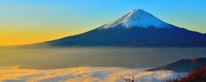 天晴れの富士山と雲海 富士山 ふじやま パノラマ 壁紙ポスター 特大パノラマ版 1440×576mm はがせるシール式 101P1