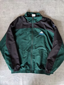 90s 00s adidas ヴィンテージ ナイロンジャケット ジャージ グリーン 緑 黒 L XL イギリス 英国 フランス80s アーカイブ ATP トラック 