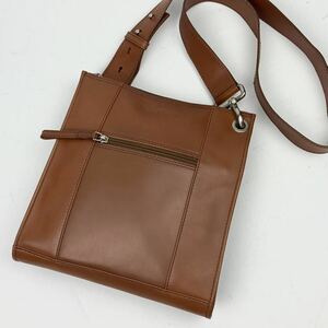 1円【極美品】 Salvatore ferragamo フェラガモ ショルダーバッグ 斜めがけ ボディ サコッシュ メンズ ビジネス レザー 本革 ブラウン 茶色