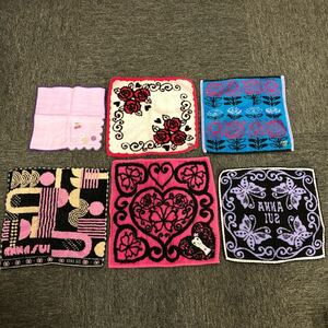 即決 ANNA SUI アナスイ タオルハンカチ 6枚セット