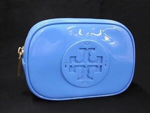 ■美品■ TORY BURCH トリーバーチ PVC ポーチ メイクポーチ マルチケース 小銭入れ レディース ライトブルー系 DE8928