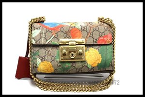 近年モデル希少美中古■GUCCI GGスプリーム パドロック フローラ レザー チェーンショルダーバッグ グッチ■1205bx20492