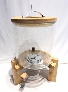 琉■13099■美品■ガラスライスディスペンサー 密閉米びつ 保存容器