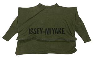 80s 筆タグ ■ ISSEY MIYAKE イッセイミヤケ ■ バック ビッグ ロゴ プリント ビッグシルエット 変形 ジップ デザイン 長リブ スウェット 9