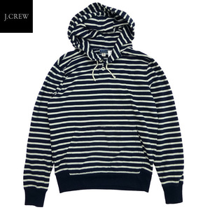 J.Crew ジェイクルー フリース ヘンリーネック フーディー パーカー ストライプ フリース 裏起毛 紺/S