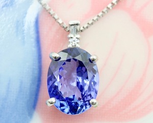 新品仕上□Pt900 999 プラチナ ネックレス タンザナイト2.08ct ダイヤモンド0.02ct GR1126