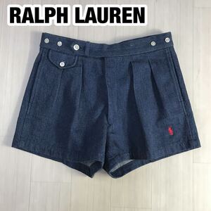 RALPH LAUREN ラルフローレン デニムショートパンツ キュロット M インディゴ レッドポニー