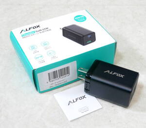 ▲(R608-H124) 動作品 美品 Alfox PD対応 充電器 Type-C 急速充電器 GaN 45W USB-C/USB-A 2ポート 折りたたみ式プラグ 箱付き