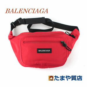 BALENCIAGA バレンシアガ ボディバッグ・エクスプローラー 482389・6404 イタリア製 ナイロンキャンバス 赤 黒 ウエストポーチ 15434