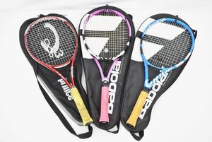 (1010P 1231M6) 1円～ テニスラケット 3点セット Babolat バボラ Prince プリンス 他 ケース付 まとめて