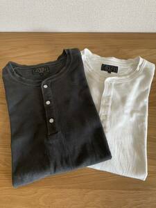 ビームス　ビームスプラス　半袖　ヘンリーネック　半袖Tシャツ セット販売　XL チャコールグレー　オフホワイト