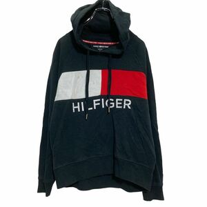 TOMMY HILFIGER SPORT プリントスウェット M ブラック レッド ホワイト パーカー 裏起毛 古着卸 アメリカ仕入 a608-6465