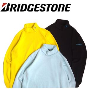 極美品 3点 BRIDGESTONE GOLF 蓄熱保温 ストレッチ モックネック ニット セーター 長袖シャツ メンズM ブリヂストン ゴルフウェア 2501146