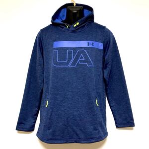 美品☆UNDER ARMOUR/アンダーアーマー☆スウェット/パーカー☆ビッグロゴ/ジャケット/ジャージ/青/L