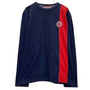 TOMMY HILFIGER DENIM ロンT ロングTシャツ L ネイビー レッド トミーヒルフィガーデニム プルオーバー 古着卸 アメリカ仕入 a611-5586