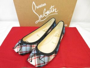 未使用品 【クリスチャンルブタン】 ROSELLA FLAT TARTAN/GROSGRAIN チェック フラットシューズ 靴 (レディース) 36 青×赤×黒 ■30LZ4530